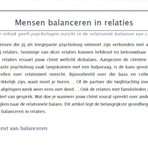 Leer cliënten te balanceren in relaties