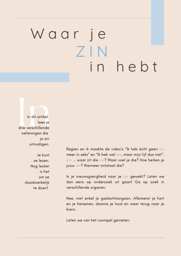 Zin ervaren tijdens de overgang